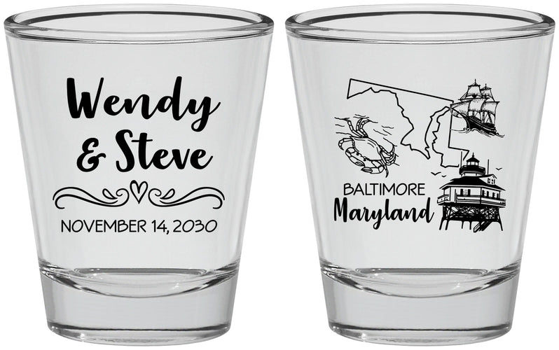 Personalized Wedding Shot Glasses - Maryland | 169