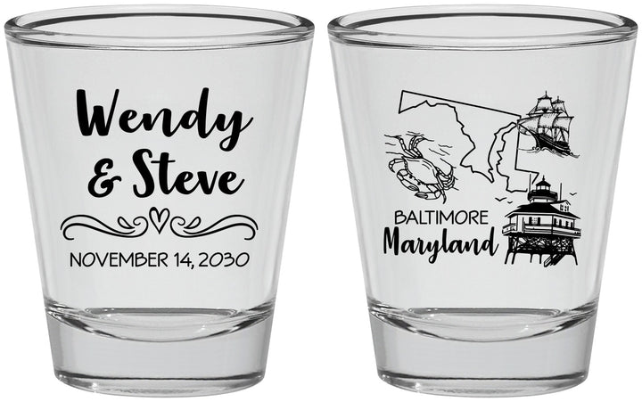 Personalized Wedding Shot Glasses - Maryland | 169