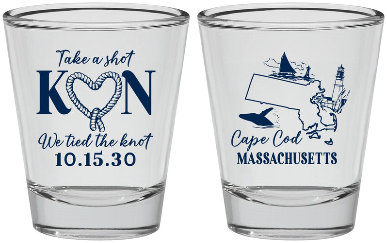 Personalized Wedding Shot Glasses - Massachusetts | 170