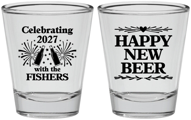 Personalized New Years Shot Glasses - 2027 Happy New Beer | 170004