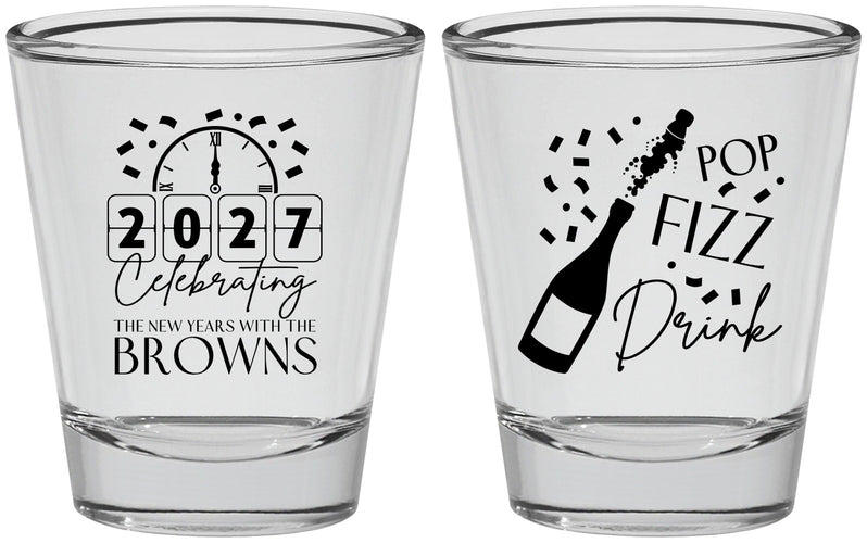 Personalized New Years Shot Glasses - 2027 Pop Fizz Drink | 170009
