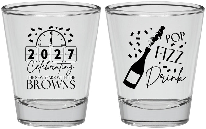 Personalized New Years Shot Glasses - 2027 Pop Fizz Drink | 170009
