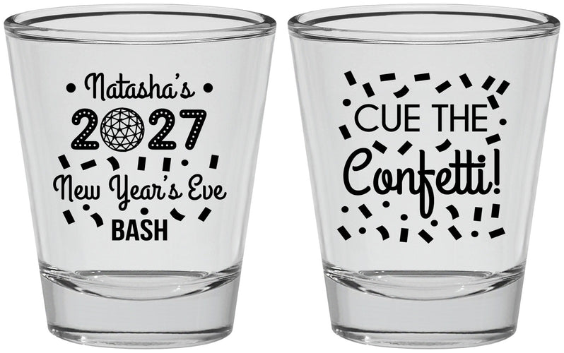 Personalized New Years Shot Glasses - 2027 Nye Confetti | 170012