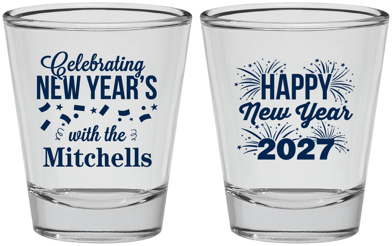 Personalized New Years Shot Glasses - 2027 Nye Confetti | 170015