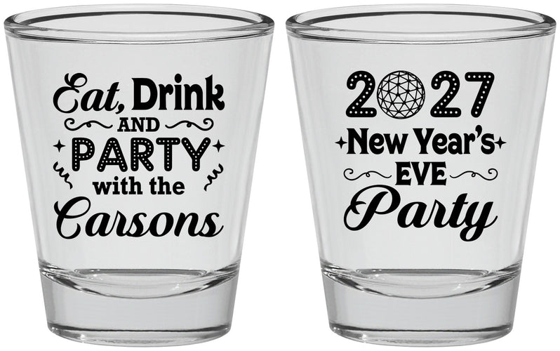 Personalized New Years Shot Glasses - 2027 Eat Drink Party | 170022