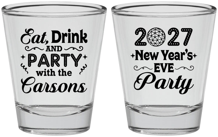 Personalized New Years Shot Glasses - 2027 Eat Drink Party | 170022