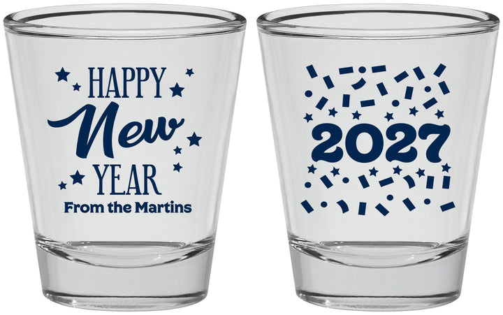 Personalized New Years Shot Glasses - 2027 Confetti | 170027
