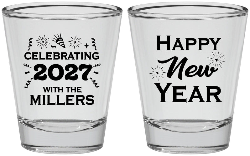 Personalized New Years Shot Glasses - 2027 Nye Confetti | 170028