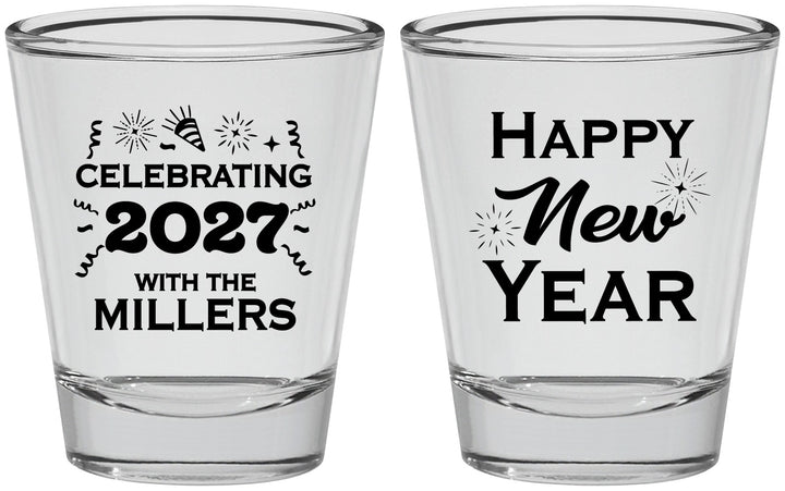 Personalized New Years Shot Glasses - 2027 Nye Confetti | 170028