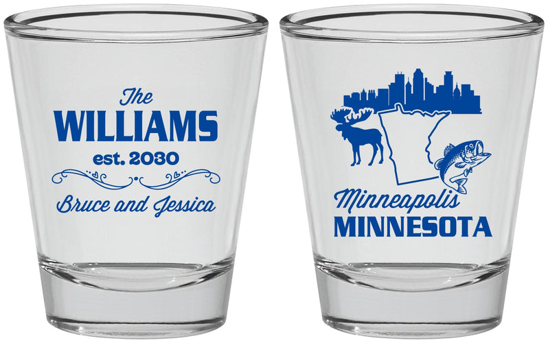 Personalized Wedding Shot Glasses - Minnesota | 172