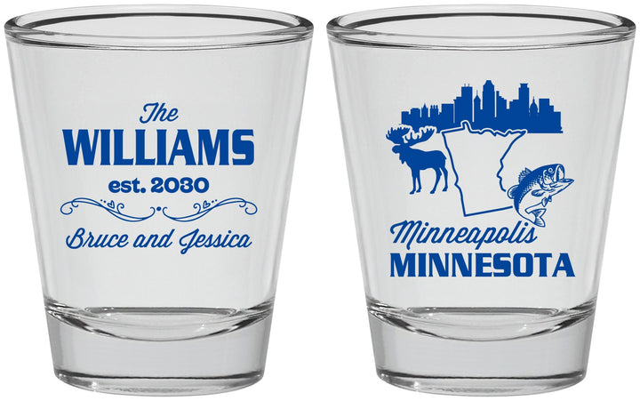 Personalized Wedding Shot Glasses - Minnesota | 172