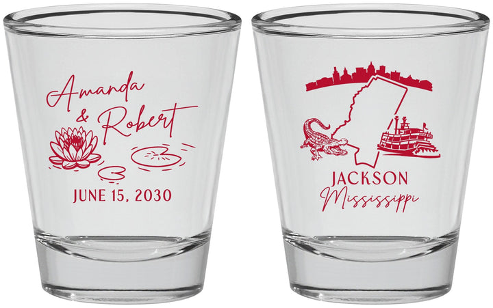 Personalized Wedding Shot Glasses - Mississippi | 173