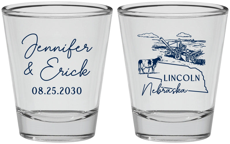 Personalized Wedding Shot Glasses - Nebraska | 176