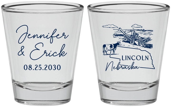 Personalized Wedding Shot Glasses - Nebraska | 176