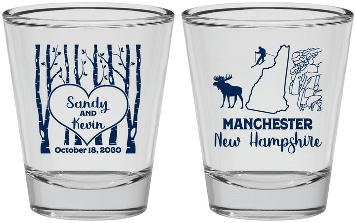 Personalized Wedding Shot Glasses - New Hampshire | 178