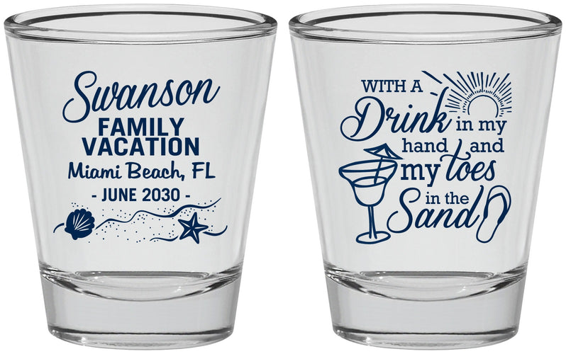 Personalized Family Vacation Shot Glasses - Beach Toes In The Sand | 180000