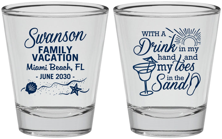 Personalized Family Vacation Shot Glasses - Beach Toes In The Sand | 180000