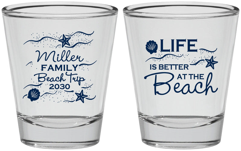 Personalized Family Vacation Shot Glasses - Life Is Better At The Beach | 180001