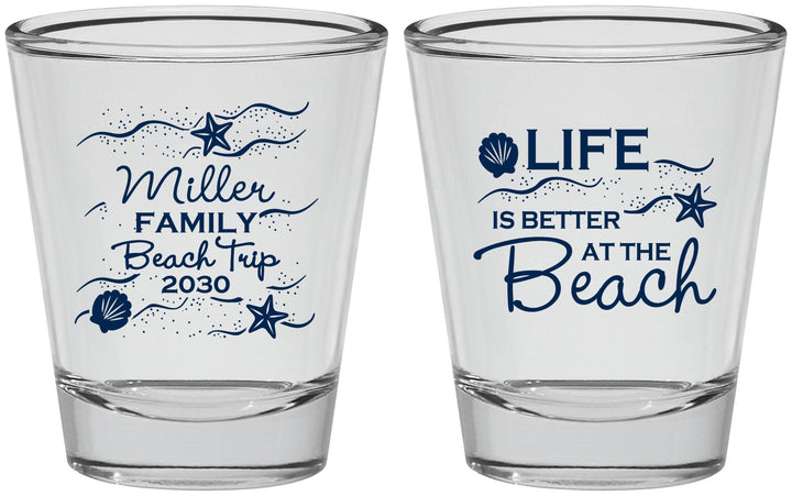 Personalized Family Vacation Shot Glasses - Life Is Better At The Beach | 180001