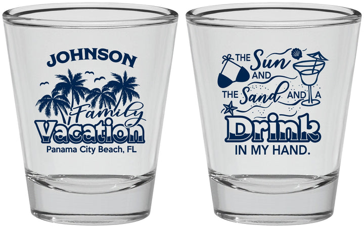 Personalized Family Vacation Shot Glasses - Sun And Sand Beach | 180007