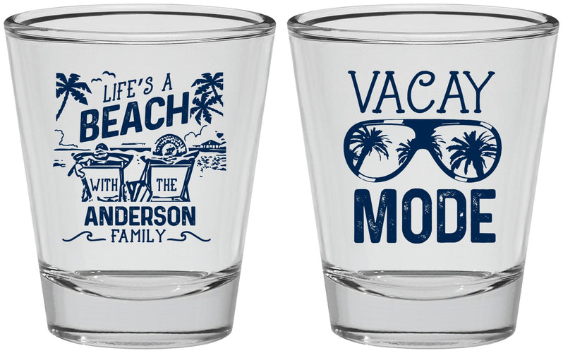 Personalized Family Vacation Shot Glasses - Lifes A Beach | 180008