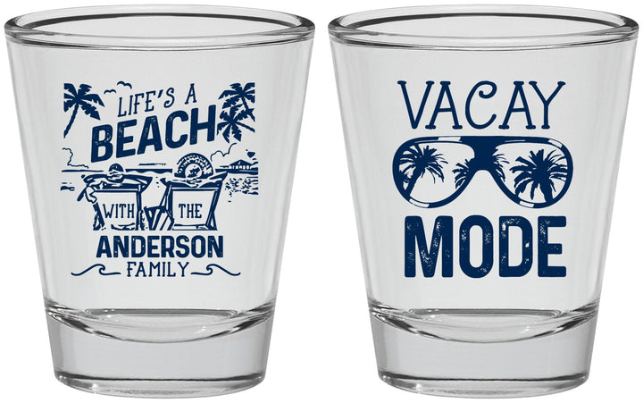 Personalized Family Vacation Shot Glasses - Lifes A Beach | 180008