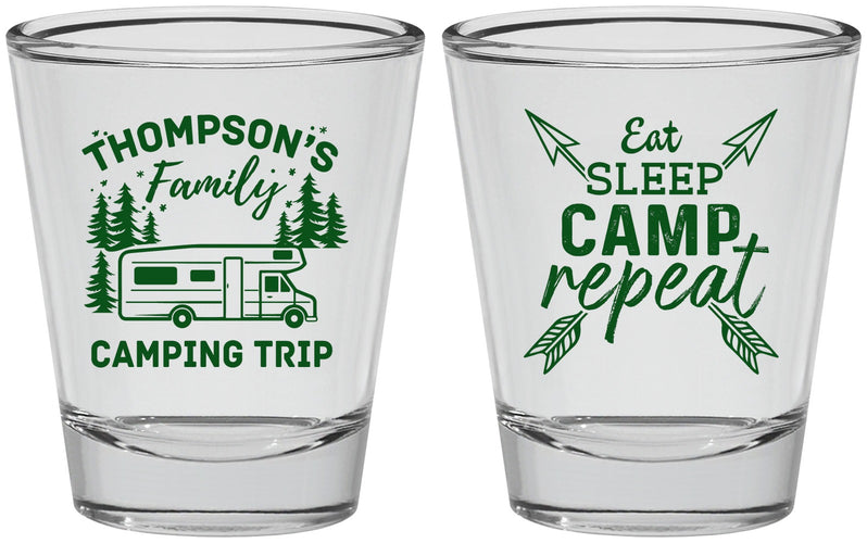 Personalized Family Vacation Shot Glasses - Camping Trip | 180016