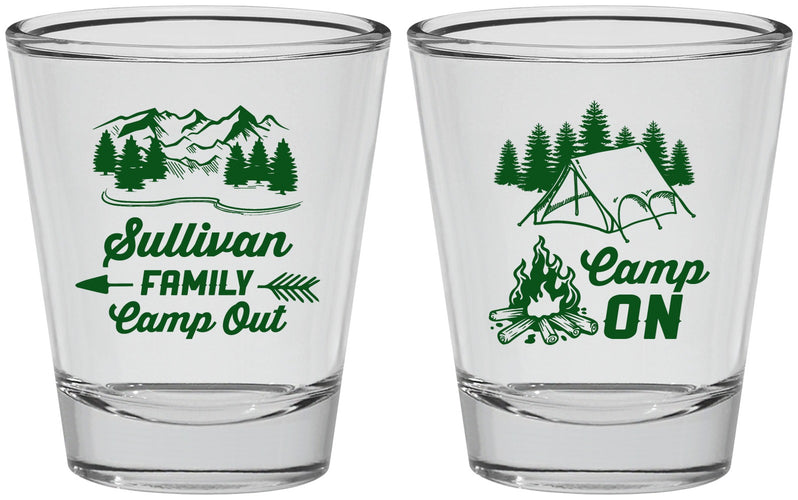 Personalized Family Vacation Shot Glasses - Family Camp Out | 180019