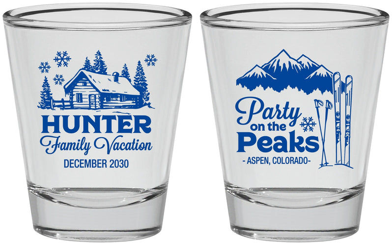 Personalized Family Vacation Shot Glasses - Ski Trip Peaks | 180020
