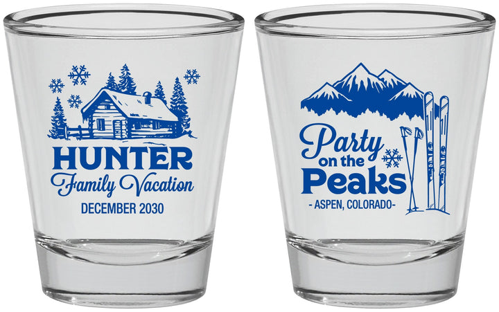Personalized Family Vacation Shot Glasses - Ski Trip Peaks | 180020
