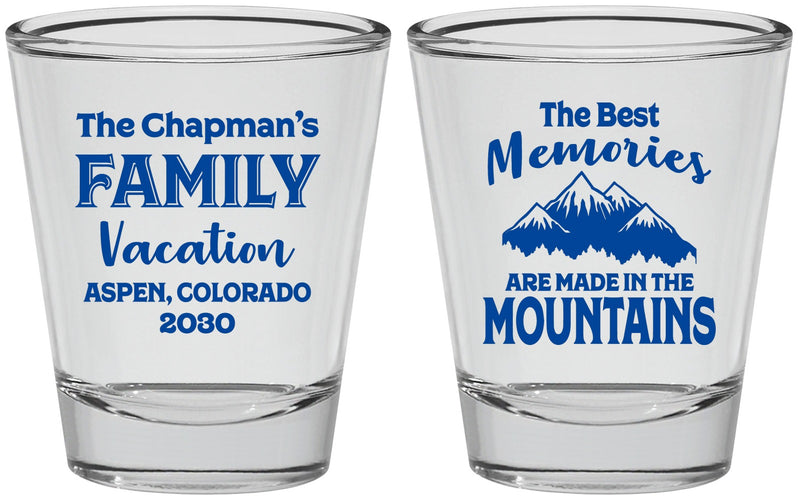 Personalized Family Vacation Shot Glasses - Mountains | 180021