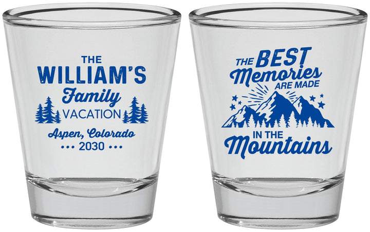 Personalized Family Vacation Shot Glasses - Mountains | 180022