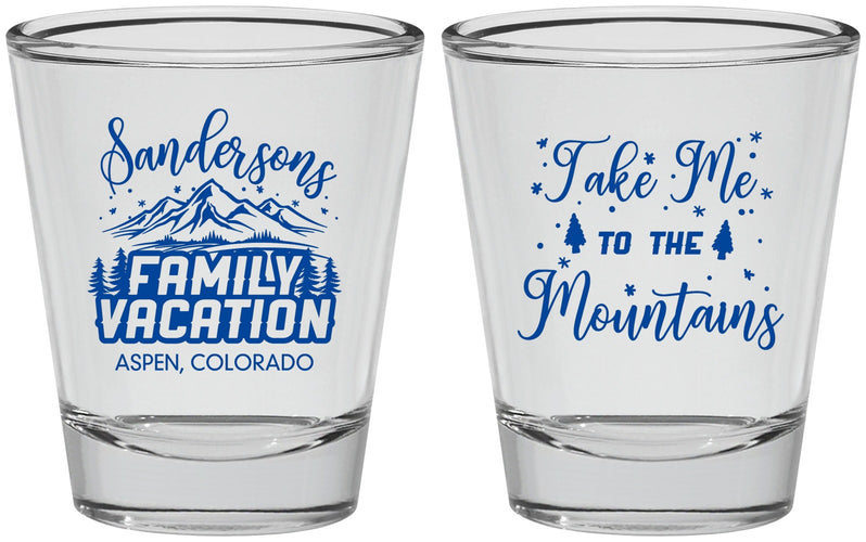Personalized Family Vacation Shot Glasses - Ski Trip Peaks | 180023