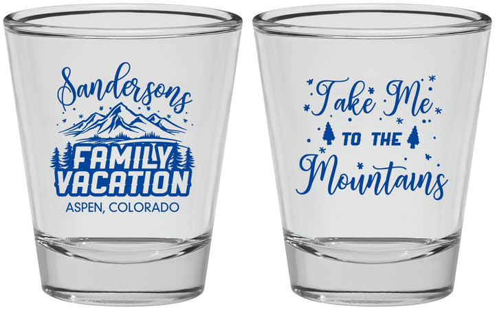 Personalized Family Vacation Shot Glasses - Ski Trip Peaks | 180023