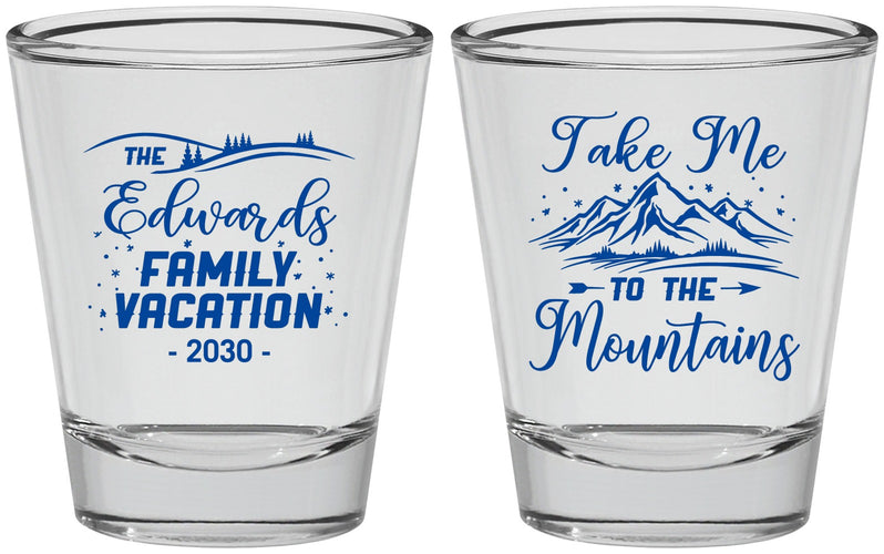 Personalized Family Vacation Shot Glasses - Mountains | 180024