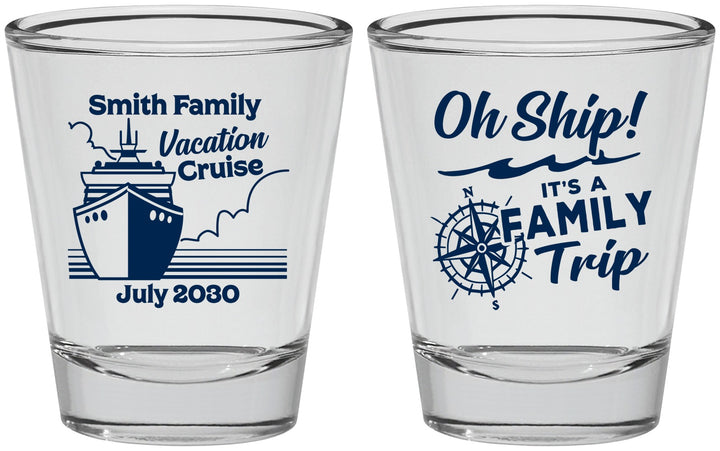 Personalized Family Vacation Shot Glasses - Oh Ship Cruise | 180030