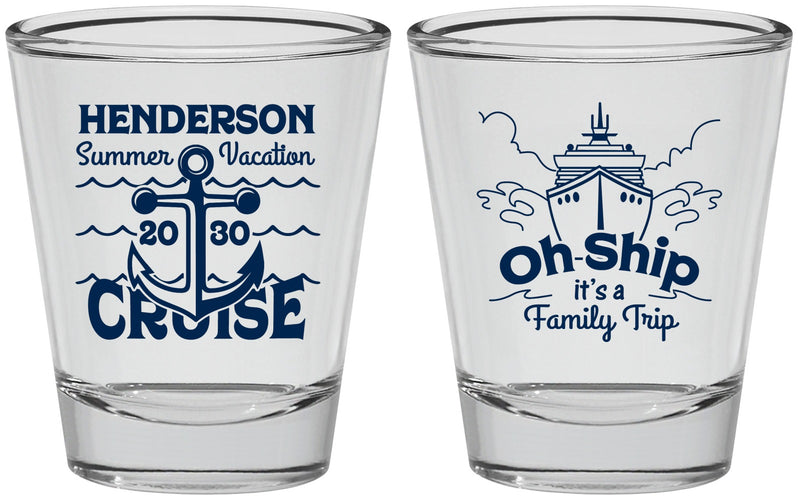 Personalized Family Vacation Shot Glasses - Oh Ship Cruise | 180032