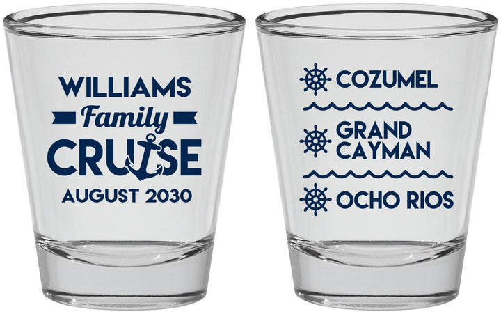Personalized Family Vacation Shot Glasses - Nautical Cruise | 180034