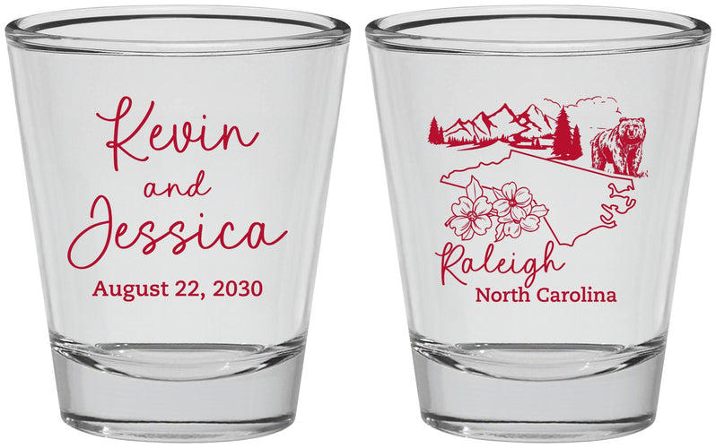 Personalized Wedding Shot Glasses - North Carolina | 182