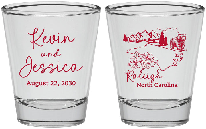 Personalized Wedding Shot Glasses - North Carolina | 182