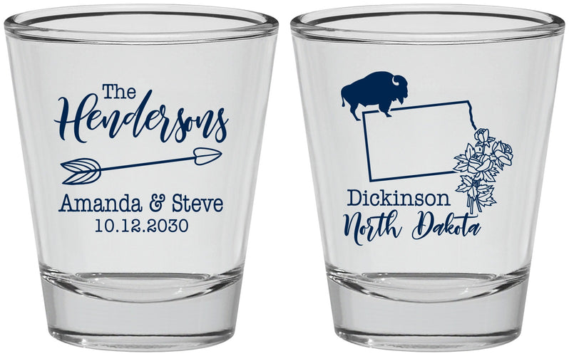 Personalized Wedding Shot Glasses - North Dakota | 183