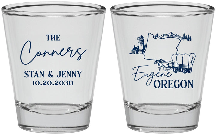Personalized Wedding Shot Glasses - Oregon | 186