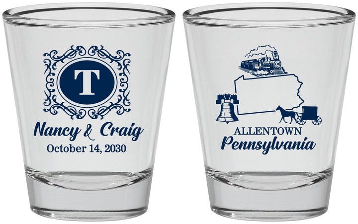 Personalized Wedding Shot Glasses - Pennsylvania | 187