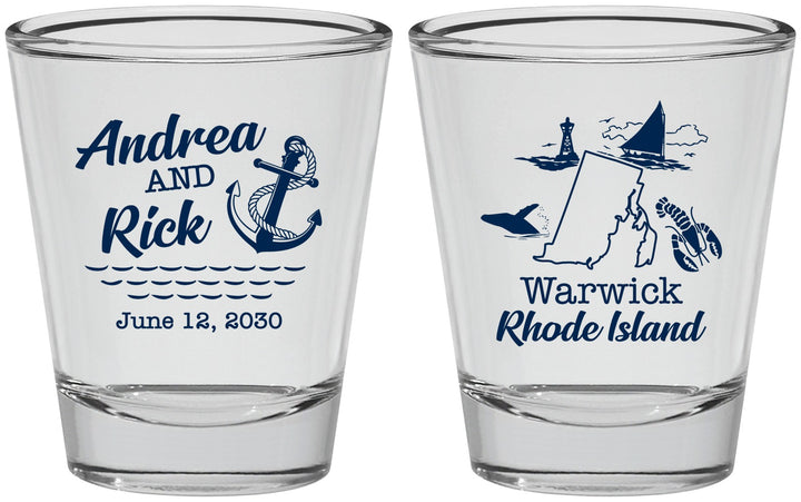 Personalized Wedding Shot Glasses - Rhode Island | 188