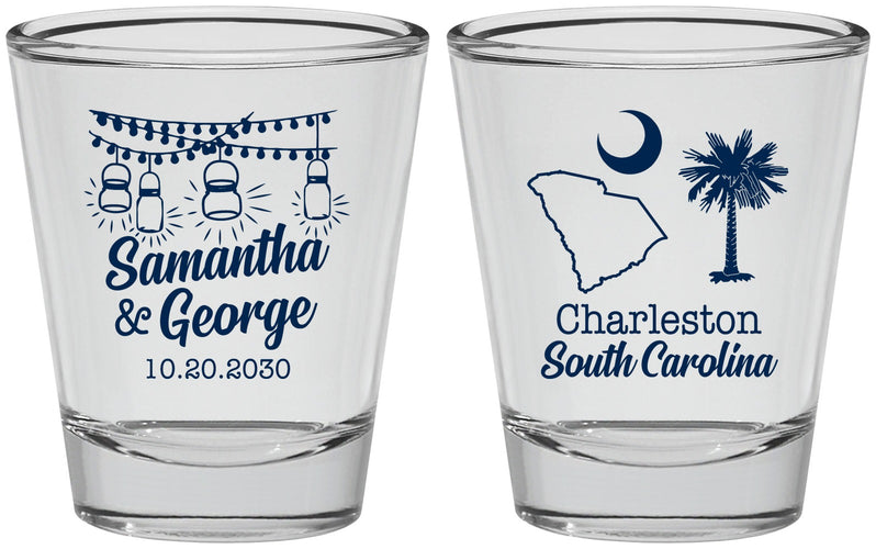 Personalized Wedding Shot Glasses - South Carolina | 189