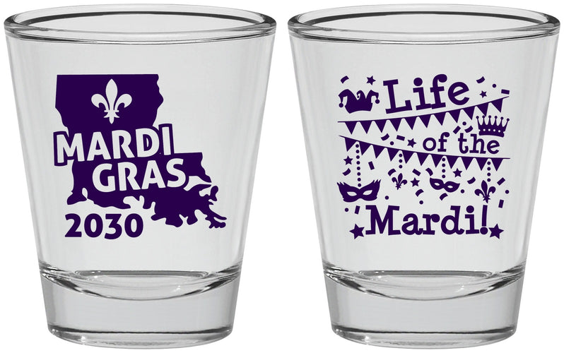 Personalized Mardi Gras Shot Glasses - Life Of The Mardi | 190001