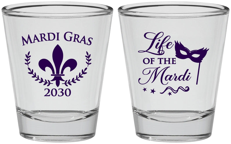 Personalized Mardi Gras Shot Glasses - Life Of The Mardi | 190004