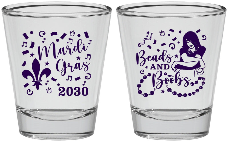 Personalized Mardi Gras Shot Glasses - Beads And Boobs | 190005