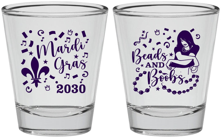 Personalized Mardi Gras Shot Glasses - Beads And Boobs | 190005