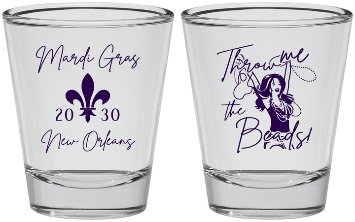 Personalized Mardi Gras Shot Glasses - Throw Me The Beads | 190008